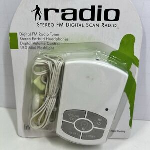 Portable‎ FM Digital Scan Radio w Earbuds LED Flashlight New Sealed